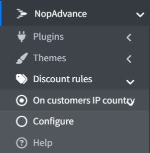 discount on customers IP country navigation menu